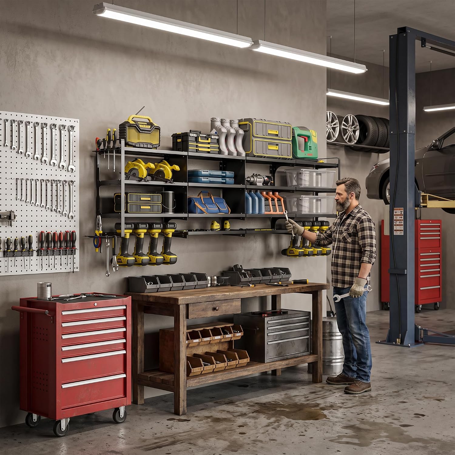 Workshop Tools Shelf - Большой настенный органайзер для электроинструментов, сверхпрочный,